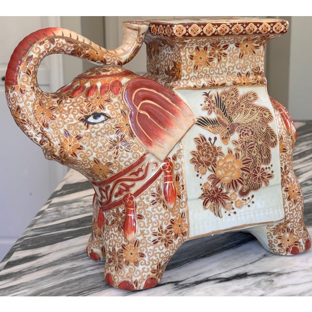 Vintage Medium Scale Trunk Raised Elephant Plant Stand For Sale - Image 11 of 11