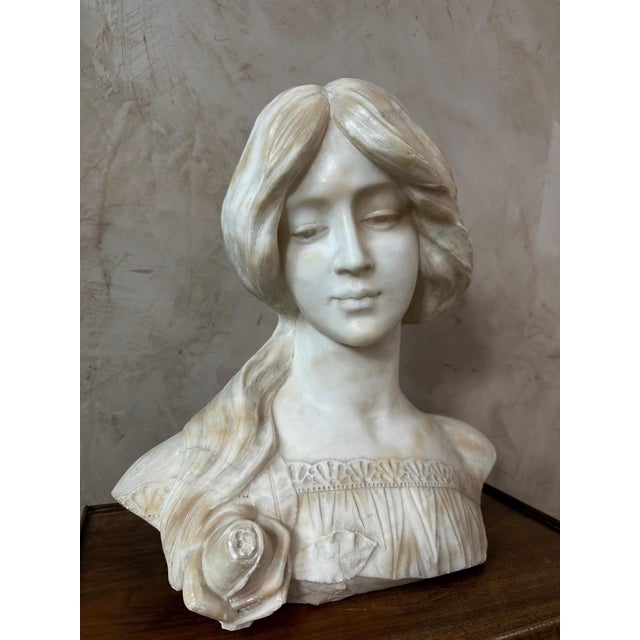 Egon Hillebrand, Marble Bust of a Woman, 1890s-1900s, Marble For Sale - Image 4 of 13