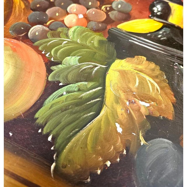 Vintage Floral Painted Dome Top Trunk For Sale - Image 13 of 15