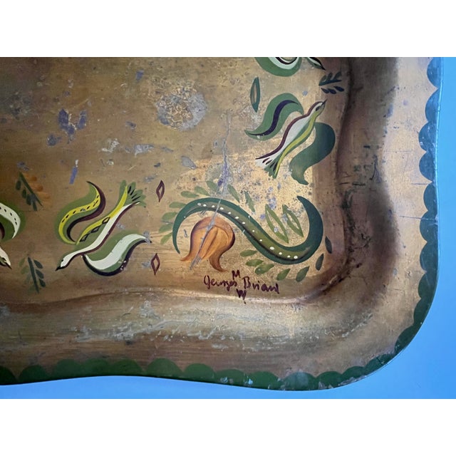 Georges Briard Georges Briard MCM Gold Scalloped Tray For Sale - Image 4 of 11