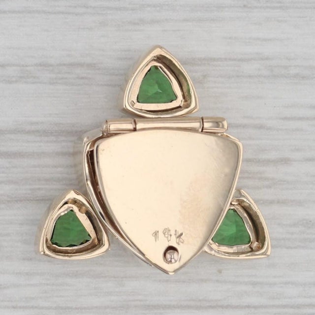 Art Deco 4.20ctw Yellow Zircon Green Tsavorite Garnet Slide Charm Pendant 14k Yellow Gold For Sale - Image 3 of 5