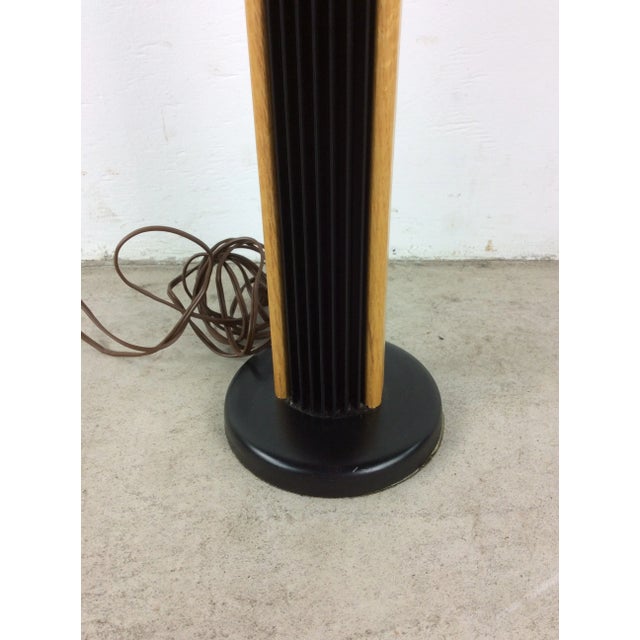 Black Vintage Postmodern Table Lamp Black With Teak Wood Accent and Empire Shade For Sale - Image 8 of 12