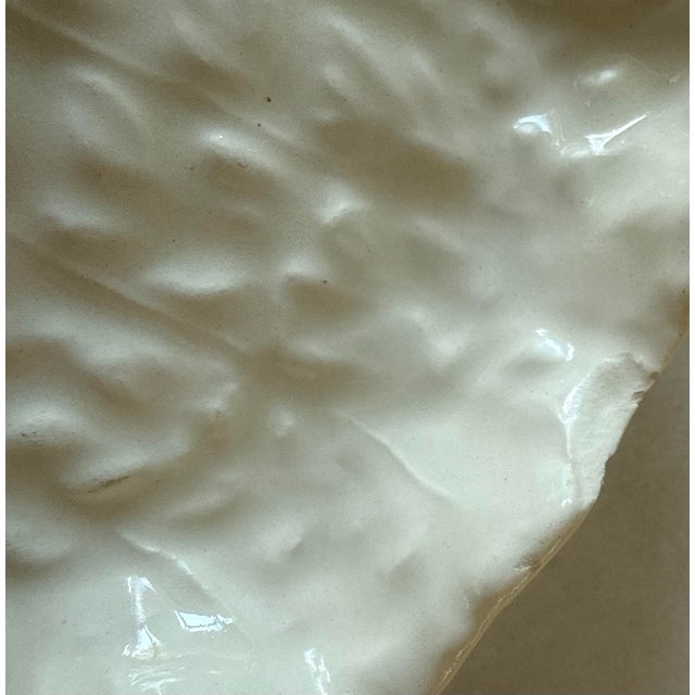 Set of 4 White Ceramic Cabbage Leaf Plates For Sale - Image 9 of 10