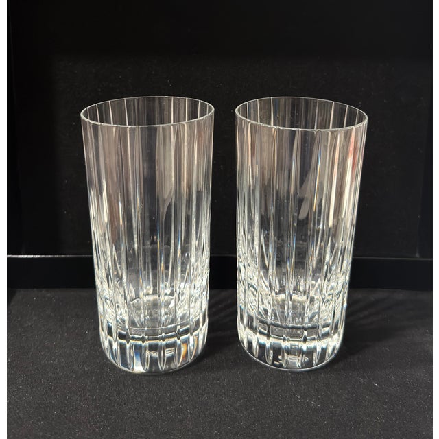 Pair of Baccarat French Crystal Harmonie High Ball Glasses. Signed.