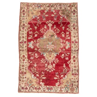 1960s Vintage Turkish Konya Rug- 4′7″ × 7′ For Sale