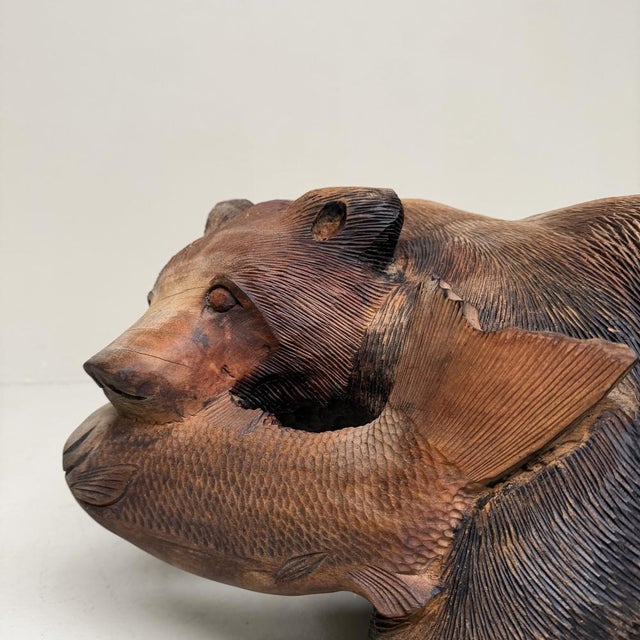 Mid-Century Modern Large Wooden Ainu Bear Kibori Kuma, 1940s For Sale - Image 3 of 11