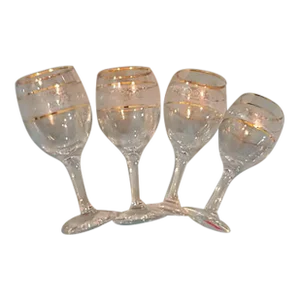 Vintage Gold Rim Wine Glasses- Set of 4