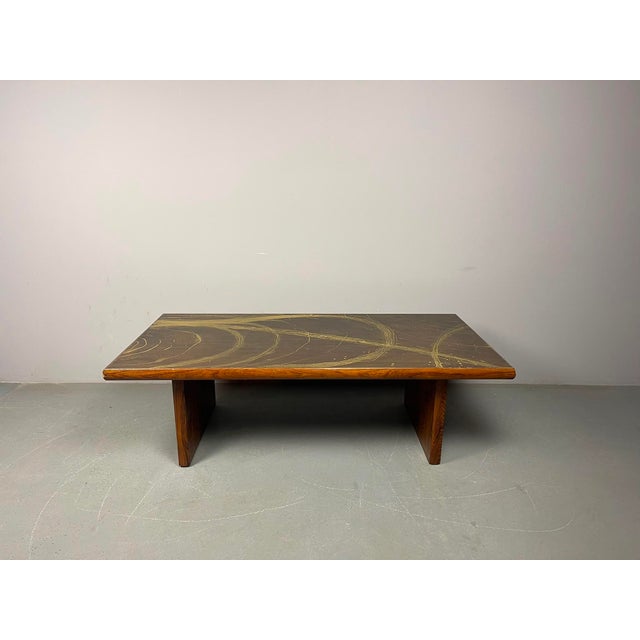 Artistic Brutalist Brass-Etched Coffee Table in the Style of Bernhard Rohne, Germany, 1960s. An exceptional Brutalist...