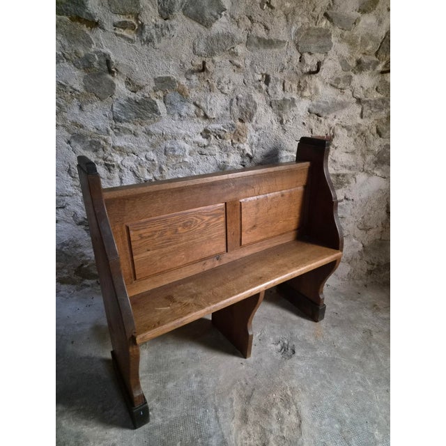 Antique Oak Church Pew Hall Bench, 1900s For Sale - Image 12 of 15