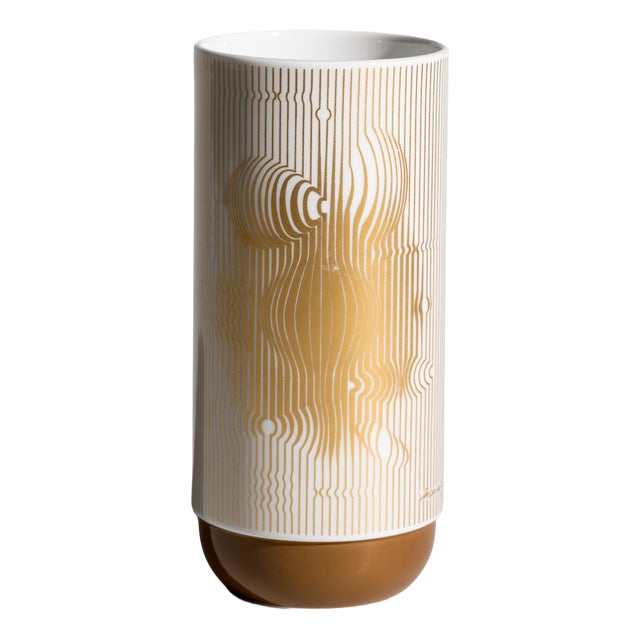 Gilt Manipur Duo Form Vase by Victor Vasarely and Ambrogio Pozzi for Rosenthal, 1970s For Sale