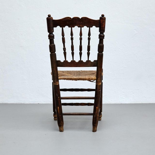 Rustic Wood French Chairs, 1950s, Set of 4 For Sale - Image 4 of 18