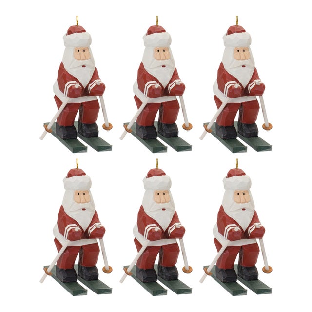 Contemporary Santa on Skis Ornament (Set of 6) For Sale - Image 3 of 3