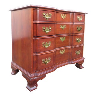1999 Ethan Allen Cherry Georgian Court 4 Drawer Chest Chippendale Style Dresser For Sale