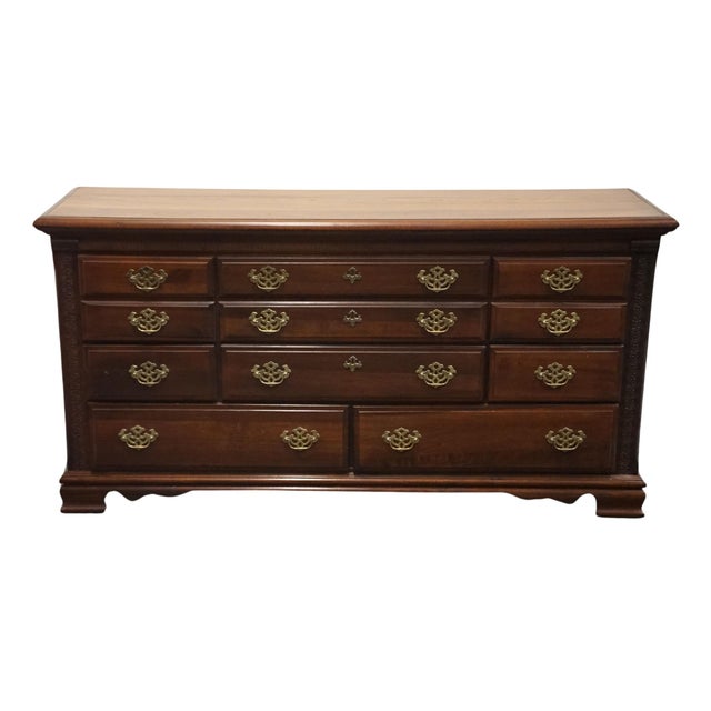 Chippendale Vaughan Bassett Traditional Chippendale Style 63" Triple Dresser 30-002 For Sale - Image 3 of 14