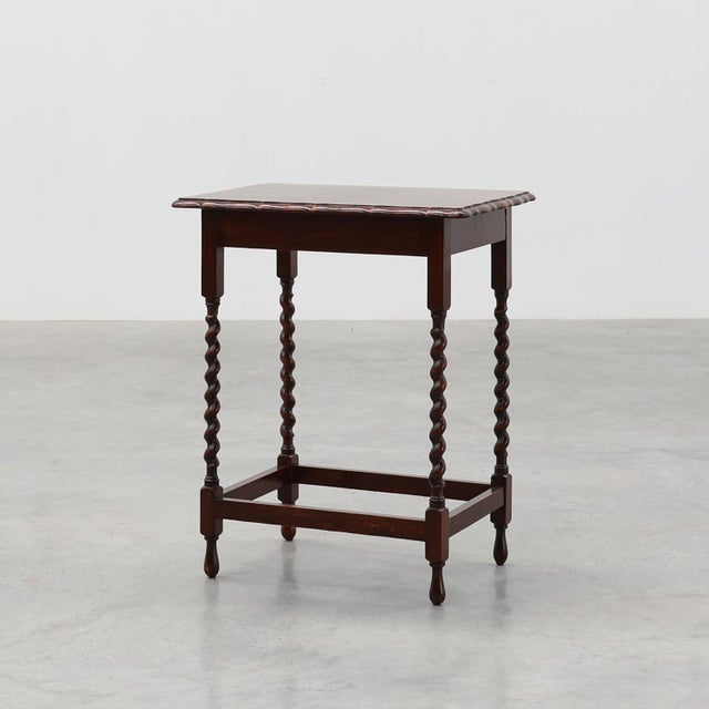 English Oak Barley Twist Side Table with Shaped Top, 1900s For Sale - Image 11 of 11
