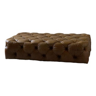 Early 21st Century Rh Tufted Leather Ottoman For Sale