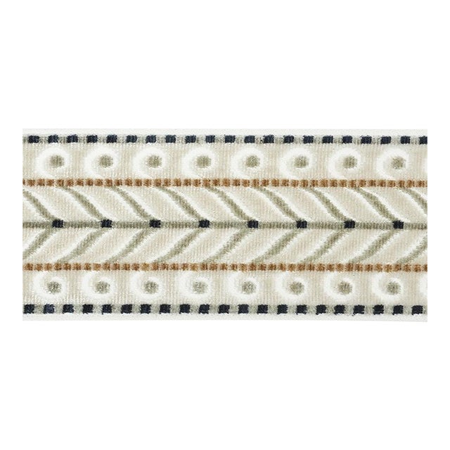 Sample - Schumacher Marion Velvet Tape in Ivory For Sale
