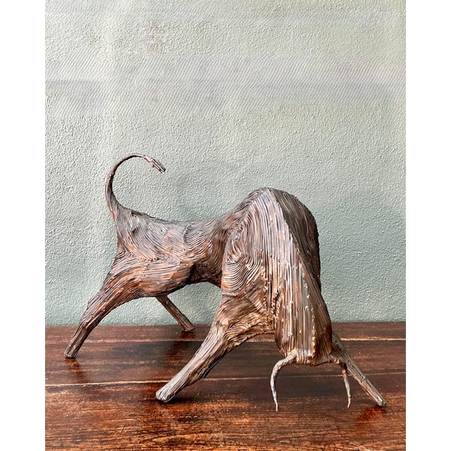 Vintage Metal Abstract Bull Sculpture For Sale - Image 13 of 16
