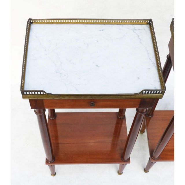 1960s French Brass Nightstands with Marble Top, 1960, Set of 2 For Sale - Image 5 of 13