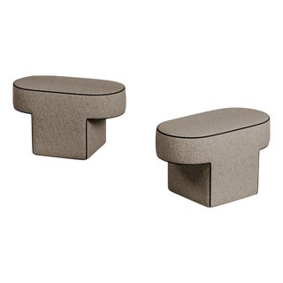 MDF and Upholstered Bitta Pouf by Dainelli Studio Atelier For Sale