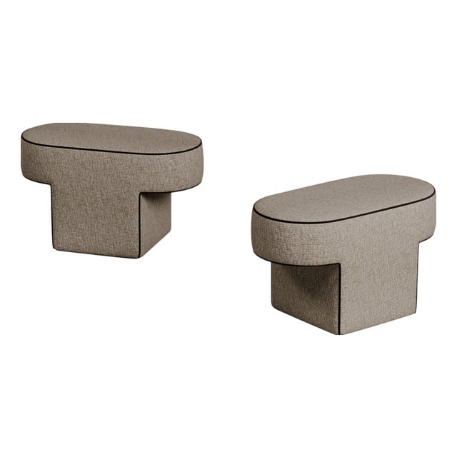 MDF and Upholstered Bitta Pouf by Dainelli Studio Atelier For Sale