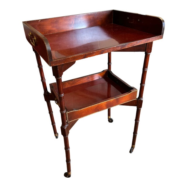 Early 20th Century Ferguson Bros. Tiered Patial Gilt Mahogany Folding Rafraichissoir Butler Tray Trolley For Sale