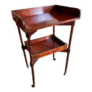 Early 20th Century Ferguson Bros. Tiered Patial Gilt Mahogany Folding Rafraichissoir Butler Tray Trolley