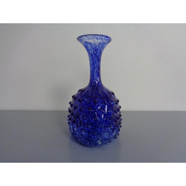 Italian Blue Bubble Glass Vase, 1960s For Sale - Image 6 of 18