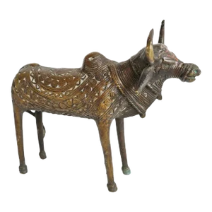 Vintage Brass Tribal India Brahma Cow