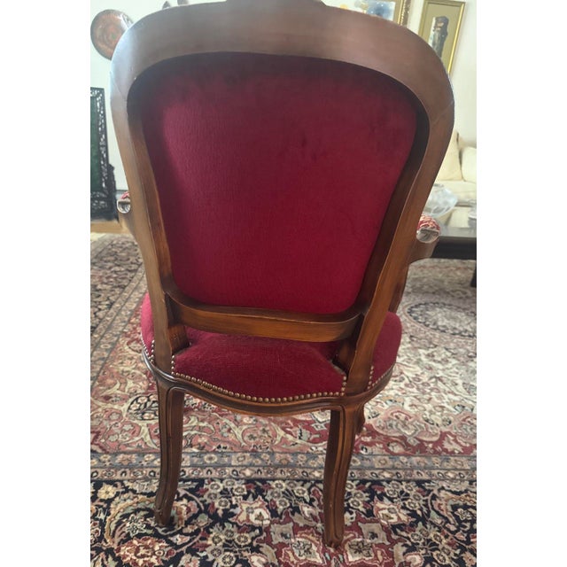 1970s 1970s Pair of French Style Needlepoint Boudoir Carved Chairs For Sale - Image 5 of 6