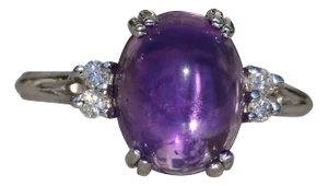 The Petrolia: Ladies 14K White Gold Ring set with Amethyst and Diamonds