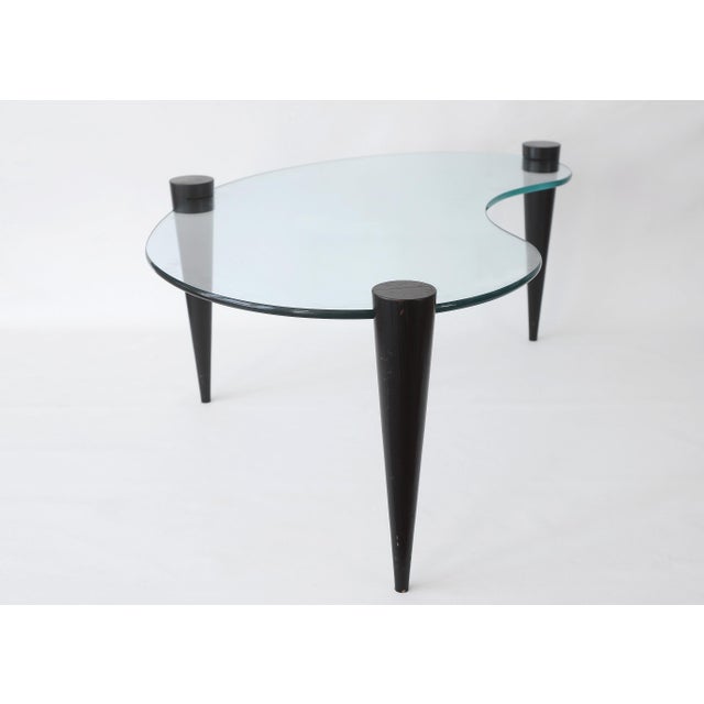 Mid Century Modern Kidney Shaped Glass Coffee Table With Cone Legs For Sale In San Francisco - Image 6 of 17