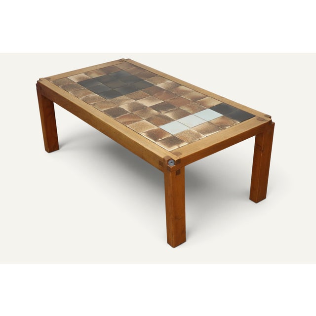 Coffee Table in Elm and Ceramic by Pierre Chapo, 1960 For Sale - Image 17 of 17