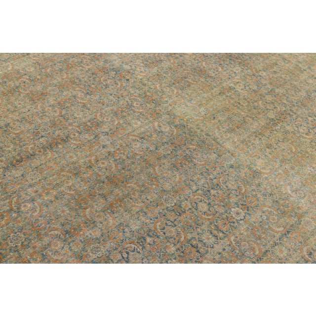 Blue 1900s Antique Persian Tabriz Wool Rug Handmade in Blue With Allover Pattern For Sale - Image 8 of 11