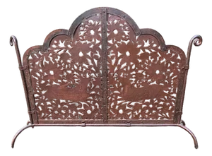 Vintage Pierced Iron Fireplace Screen From Mexico