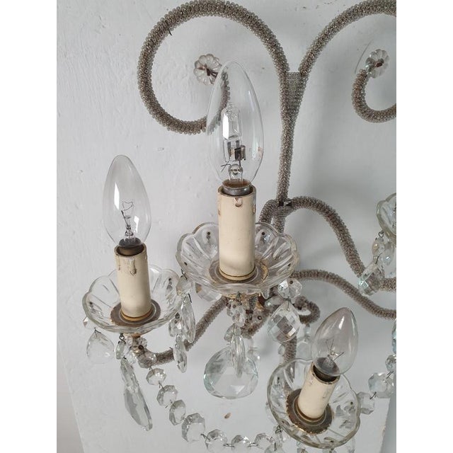 Italian Rococo Wall Sconces in Gold Iron, Crystal and Glass Beads, 1950s, Set of 2 For Sale - Image 4 of 9