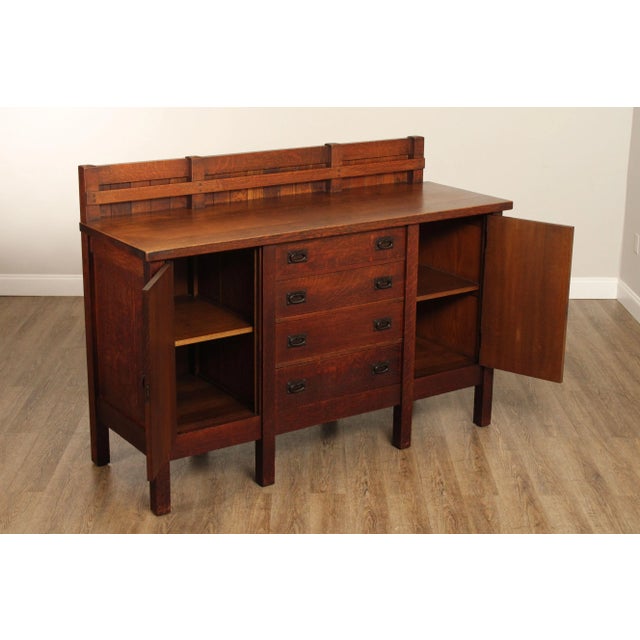 Early 20th Century Gustav Stickley Mission Eight Leg Oak Sideboard For Sale - Image 5 of 12