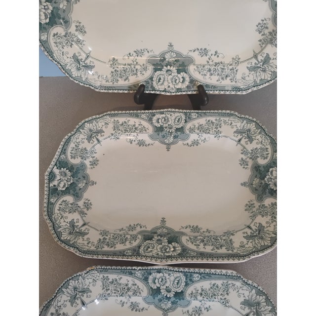 Late 19th Century Late 19th Century Stanley Pottery Blue Melba Pattern Serving Platters- Set of 3 For Sale - Image 5 of 6