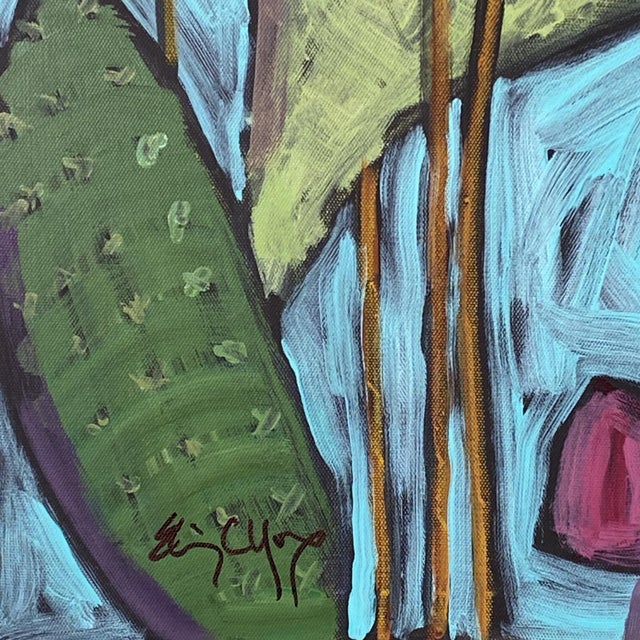 Original Framed Cactus Painting "Nopalitos 1" – Contemporary Southwestern Art For Sale In Dallas - Image 6 of 8