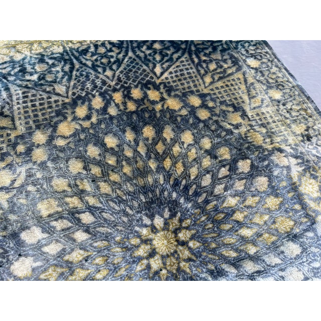 1950s Vintage Turkish Hand-Knotted Silk Rug | 2 X 2'10 Ft | Elegant Medallion Rug For Sale - Image 5 of 9