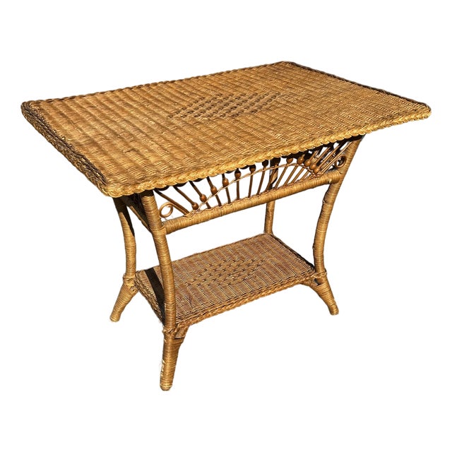 Ralph Lauren Safari Collection Woven Wicker Rattan Side Table For Sale