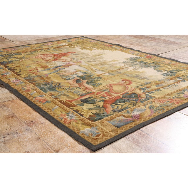 Tan Vintage Chinese Aubusson Tapestry, 05'10 X 04'03 For Sale - Image 8 of 10