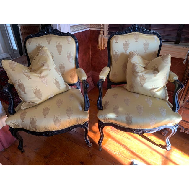 Antique Upholstered Louis XV Armchairs - a Pair For Sale - Image 11 of 11