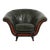 1970s Alberto Nieri Leather and Walnut Art Deco Barrel Chair For Sale