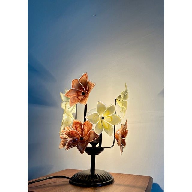 Italian Vintage Italian Murano Style Floral Table Lamp For Sale - Image 3 of 16