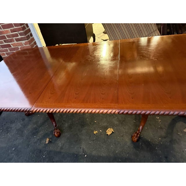 Vintage Chippendale Style Ball and Claw Feet Double Pedestal Dining Table For Sale - Image 9 of 17
