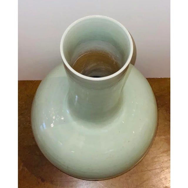 Modern Modern Large Mint Green Glaze Porcelain Globular Vase For Sale - Image 3 of 5