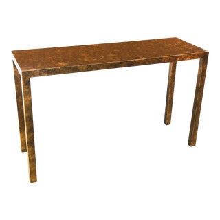 Vintage Lane Furniture Co. Faux Burl Tortoiseshell Parsons Console Table For Sale