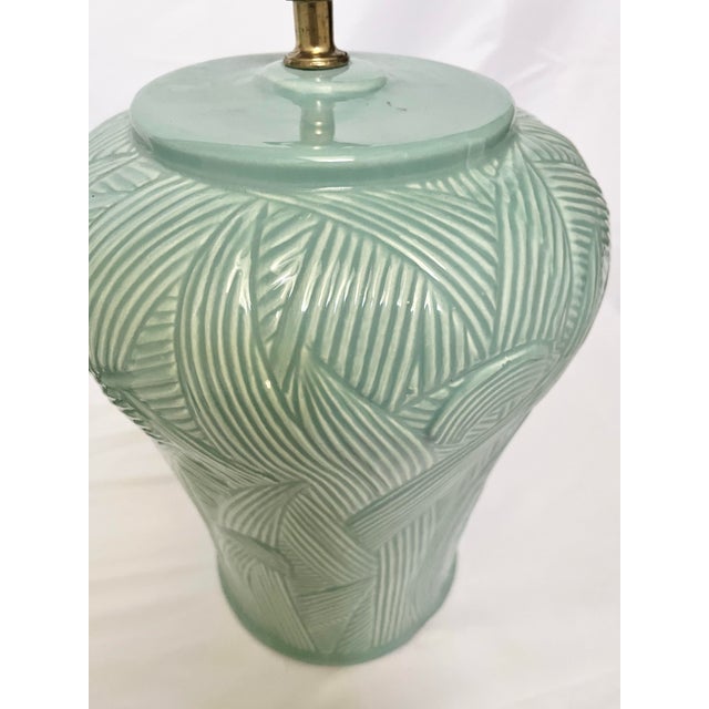 Traditional Mid 20th Century Palm Beach Regency Celadon Lamps - A Pair For Sale - Image 3 of 10