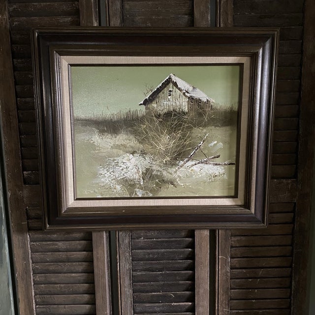 1970s H. Gailey Barn Landscape Oil Painting, Framed For Sale - Image 9 of 12